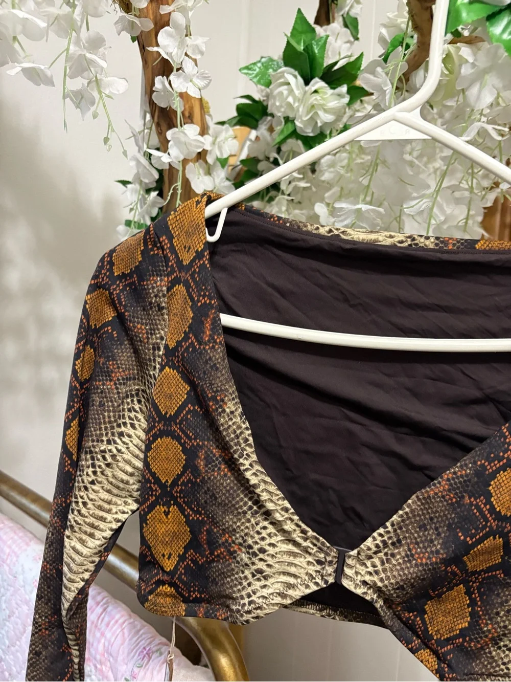 SKIMS Snake-Print Cropped Bikini Long Sleeve SET 🐍